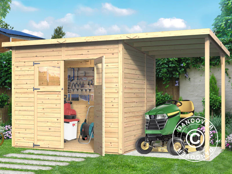 Redskapsbod m/overheng, Bertilo Amrum 3 Plus, 3,86x1,8x2,1m, 2,78m² + 4,16m²