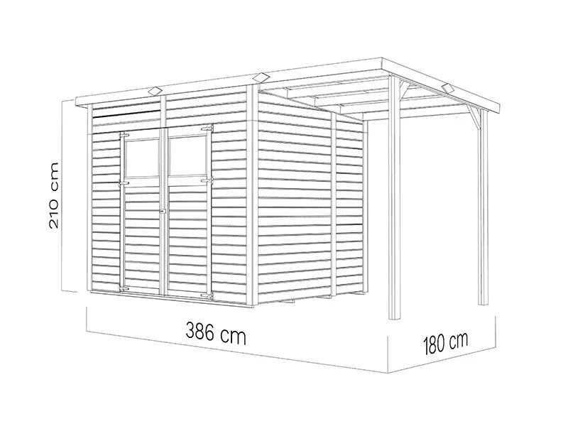 Redskapsbod m/overheng, Bertilo Amrum 3 Plus, 3,86x1,8x2,1m, 2,78m² + 4,16m² - Image 5