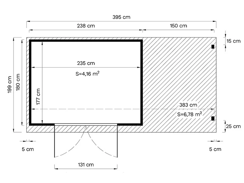 Redskapsbod m/overheng, Bertilo Amrum 3 Plus, 3,86x1,8x2,1m, 2,78m² + 4,16m² - Image 6