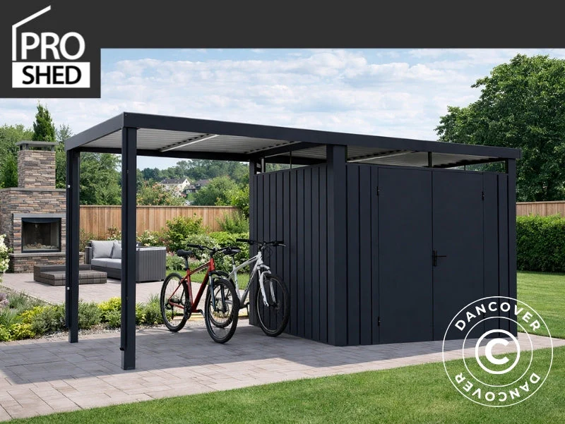 Redskapsbod m/takvindu + forlengelse, 4,67x1,91x2,27m, ProShed®, Antrasitt