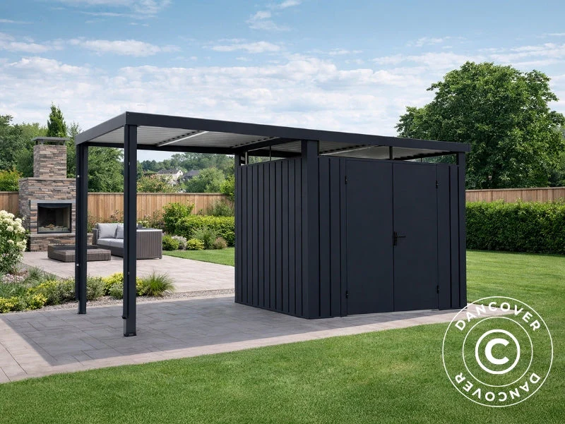 Redskapsbod m/takvindu + forlengelse, 4,67x1,91x2,27m, ProShed®, Antrasitt - Image 2