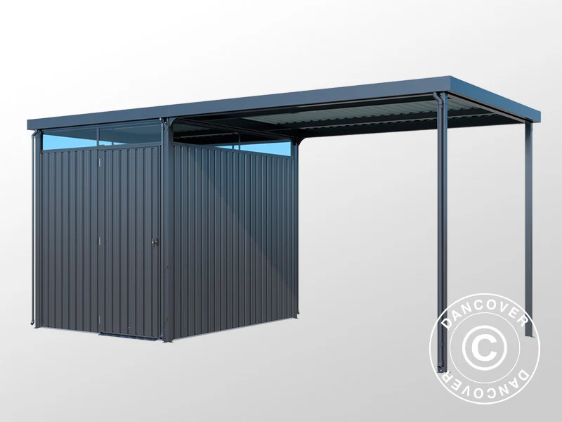 Redskapsbod m/takvindu + overheng, 4,9x2,45x2,26m, 12,0m², Antrasitt - Image 4