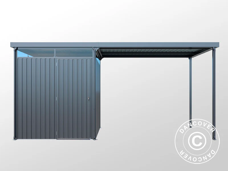 Redskapsbod m/takvindu + overheng, 4,9x2,45x2,26m, 12,0m², Antrasitt - Image 5