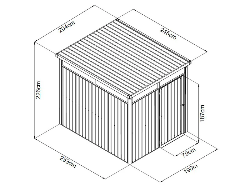 Redskapsbod m/takvindu + overheng, 4,9x2,45x2,26m, 12,0m², Antrasitt - Image 8