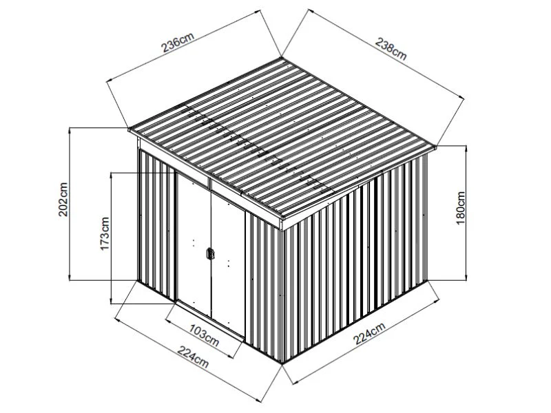 Redskapsbod med takvindu, 2,38x2,36x2,02m, 5,6m², ProShed®, Antrasitt - Image 4