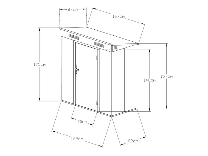 Redskapsbod, metallskap 1,67x0,87x1,75m, 1,45m2, ProShed®, Antrasitt - Image 9