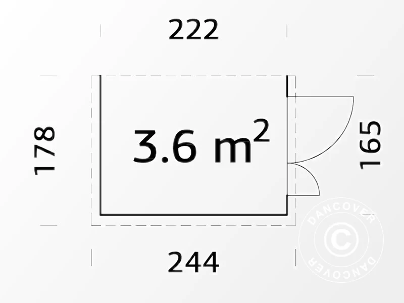 Redskapsbod mot vegg i tre 1,65x2,22x2,1m, 3,6m², naturlig - Image 3