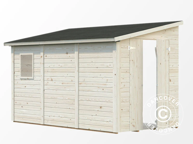 Redskapsbod mot vegg i tre m/vindu 1,65x3,32x2,1m, 5,4m², naturlig - Image 2