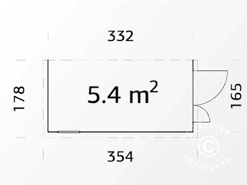 Redskapsbod mot vegg i tre m/vindu 1,65x3,32x2,1m, 5,4m², naturlig - Image 3