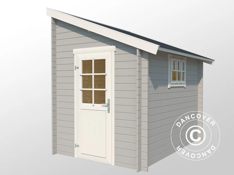 Redskapsbod mot vegg i tre, Vanda 1,8x2,75x2,68m, 28mm, 4,7m², Lysegrå - Image 3