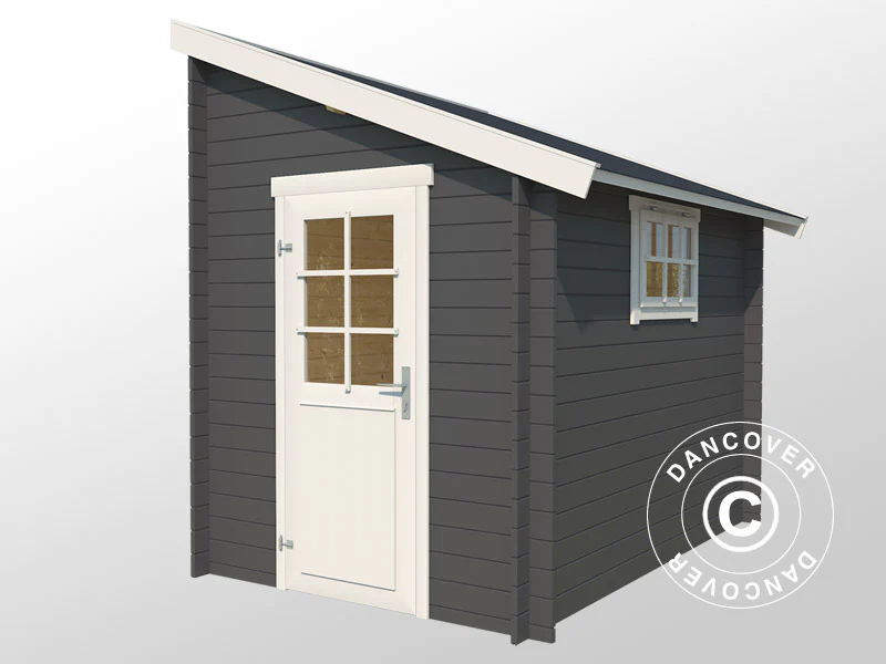 Redskapsbod mot vegg i tre, Vanda 1,8x2,75x2,68m, 28mm, 4,7m², Mørkegrå - Image 3