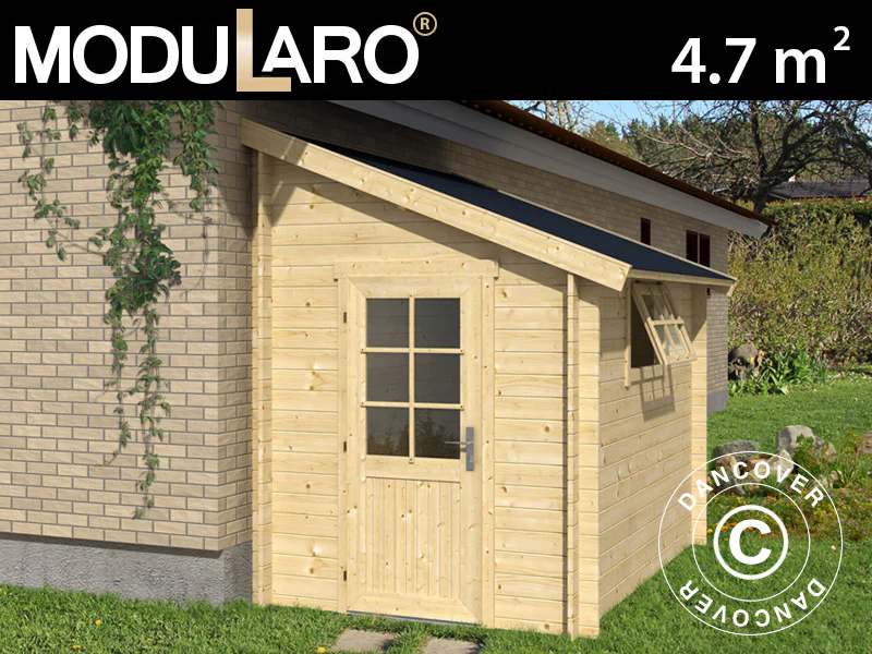 Redskapsbod mot vegg i tre, Vanda 1,8x2,75x2,68m, 28mm, 4,7m², Naturlig