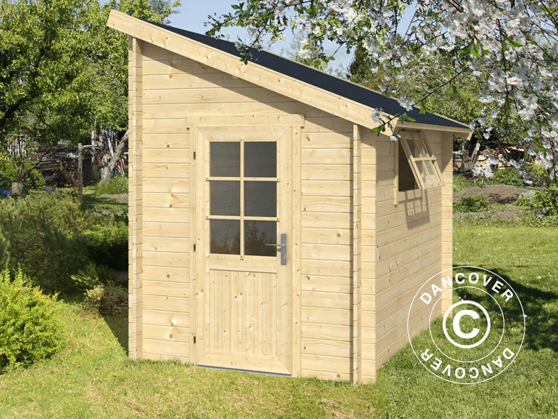 Redskapsbod mot vegg i tre, Vanda 1,8x2,75x2,68m, 28mm, 4,7m², Naturlig - Image 2