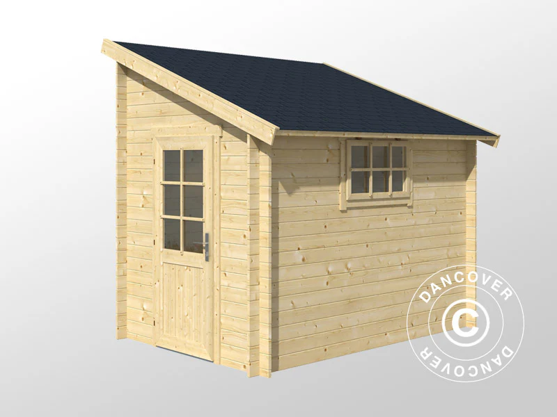 Redskapsbod mot vegg i tre, Vanda 1,8x2,75x2,68m, 28mm, 4,7m², Naturlig - Image 4