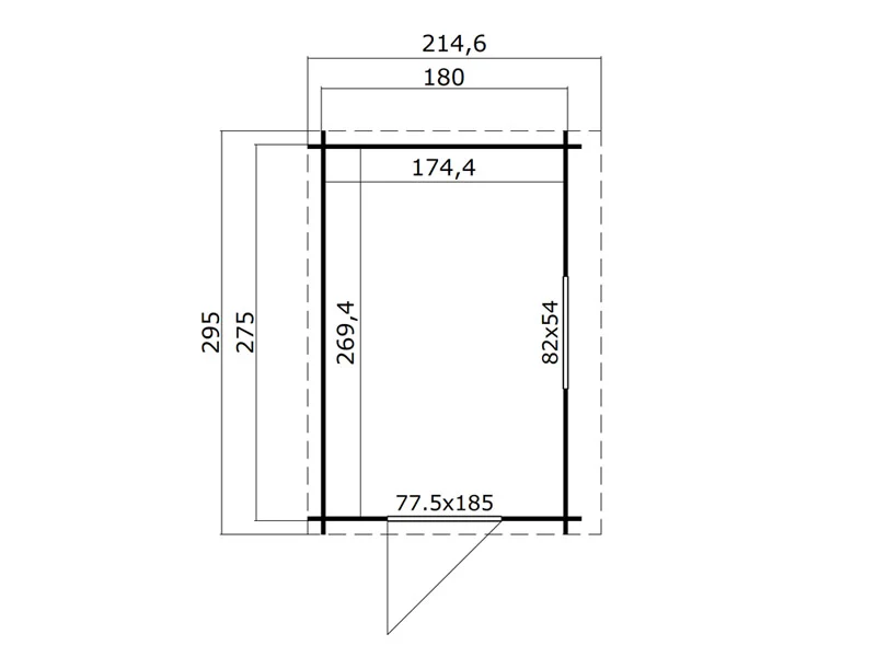 Redskapsbod mot vegg i tre, Vanda 1,8x2,75x2,68m, 28mm, 4,7m², Naturlig - Image 8