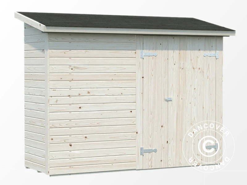 Redskapsbod mot vegg laget av tre, 2,34x0,95x1,89m, 2,2m², naturlig - Image 2