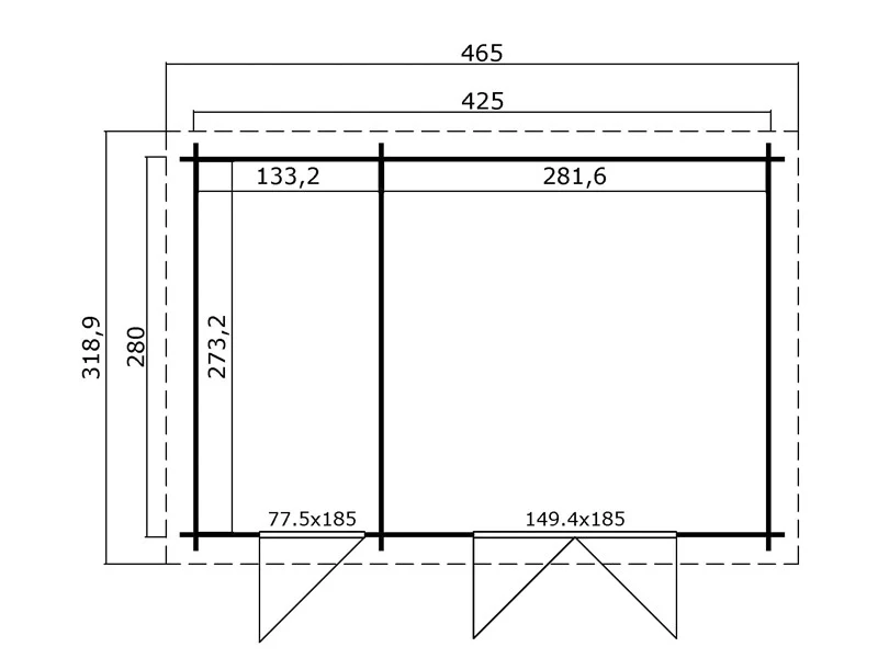 Redskapsbod, hytte i tre, Riga 4,25x2,8x2,22m, 34mm, 11,3m², Mørkegrå - Image 8