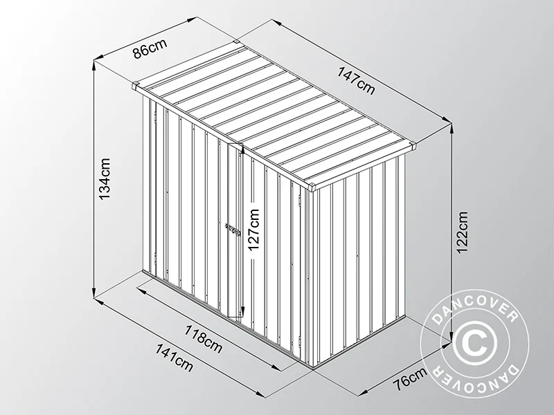 Redskapsbod, metallskap 1,47x0,86x1,34m, 1,26m², ProShed®, Antrasitt - Image 3