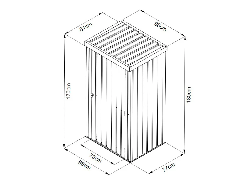Redskapsbod, stålskap 0,98x0,81x1,8m, 0,79m², ProShed®, Antrasitt - Image 10