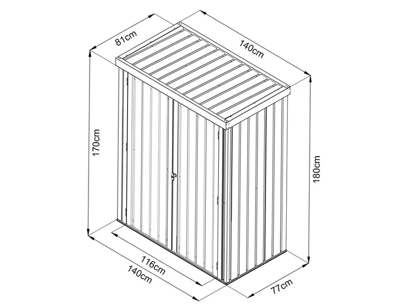 Redskapsbod, stålskap 1,4x0,81x1,8m, 1,13m², ProShed®, Antrasitt - Image 10