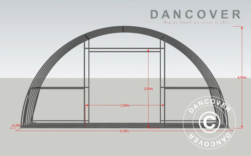 Rundbuehall 9,15x12x4,5m, PVC, Hvit - Image 8