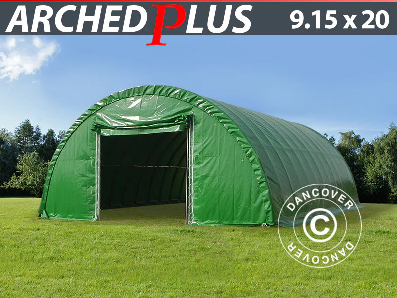 Rundbuehall 9,15x20x4,5m, PVC, Grønn