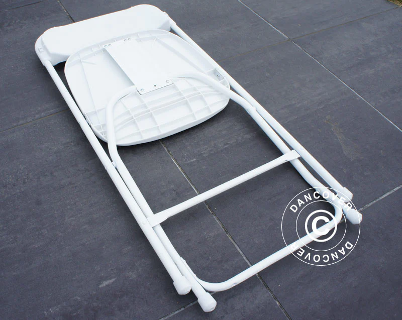 Rundt klappbord 154 cm Ø + 8 stoler, Lysegrå/Hvit - Image 4