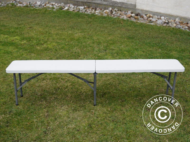 Sammenleggbar benk 183x30x43cm, Lysegrå (1 stk.) - Image 4