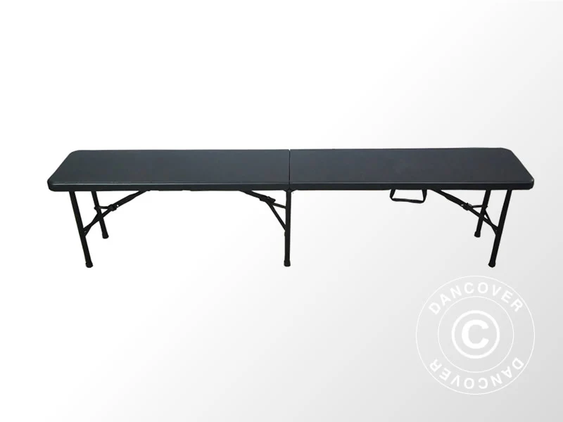 Sammenleggbar benk 244x30x43cm, Svart (1 stk.) - Image 2