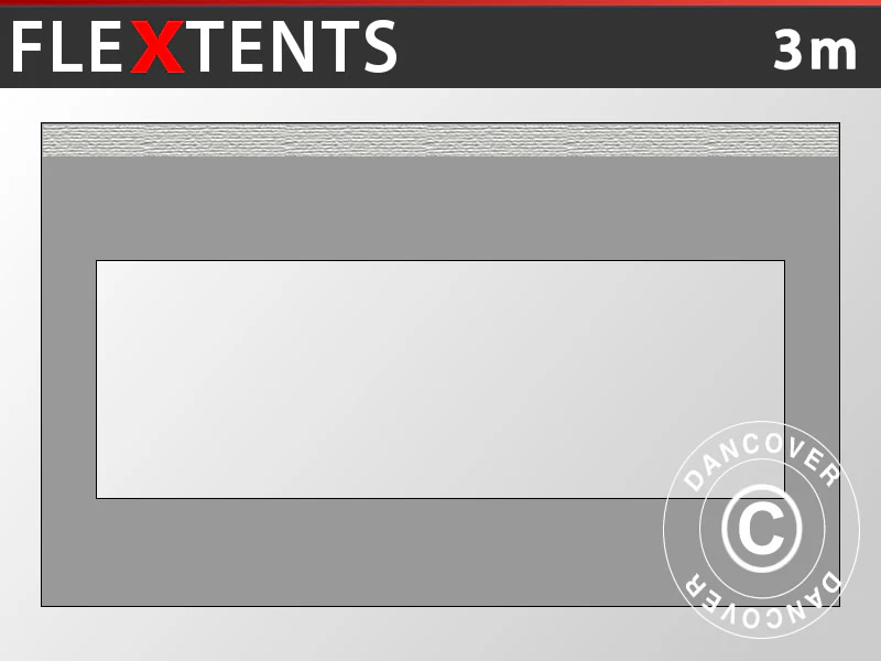 Sidevegg m/panoramavindu for FleXtents, 3m, Grå
