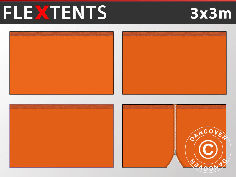 Sidevegg Sett for Quick-up telt FleXtents 3x3m, Oransje