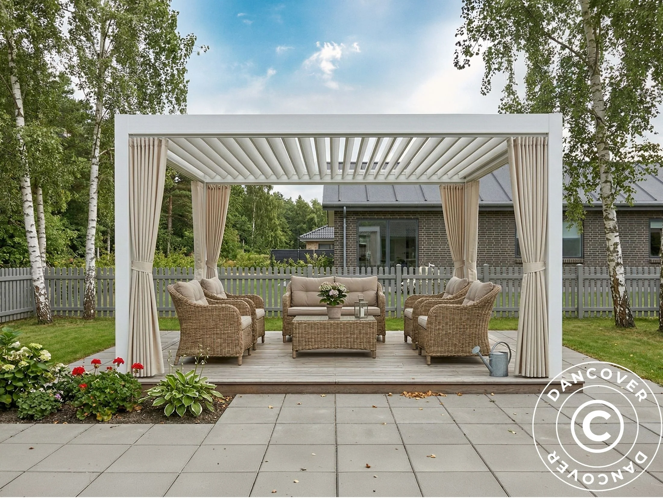 Sidevegger og myggnett til bioklimatisk pergola paviljong San Pablo, 3x3m, Beige - Image 2