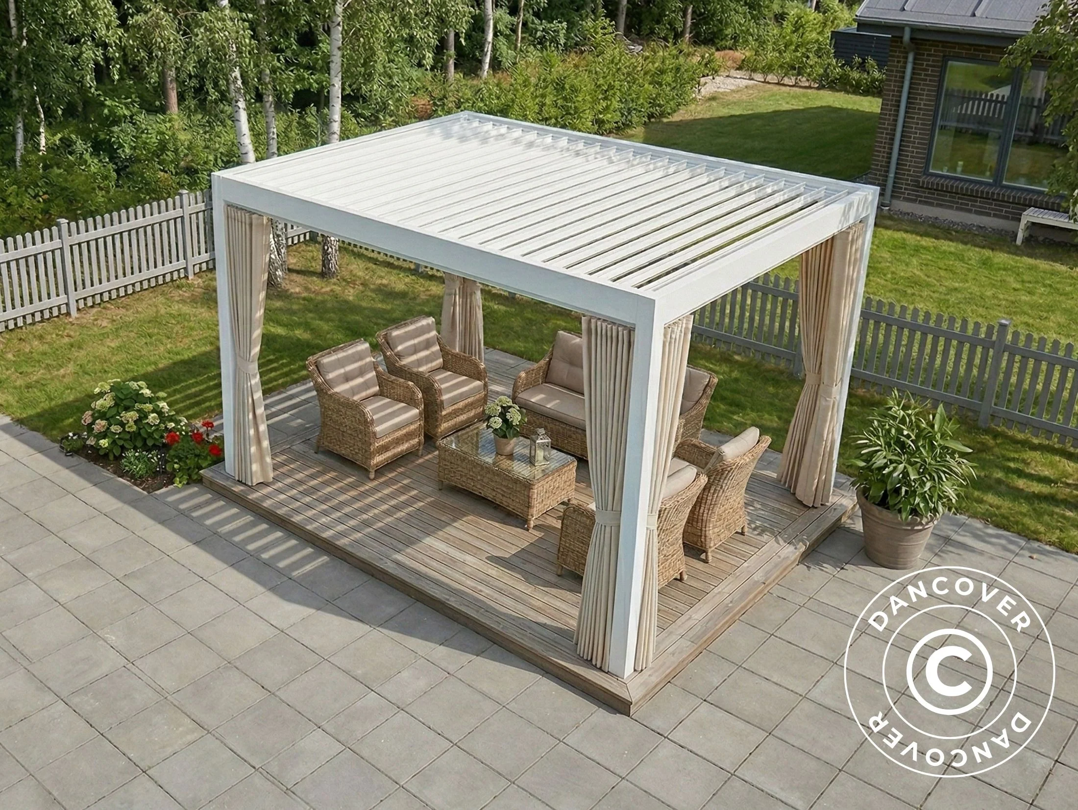 Sidevegger og myggnett til bioklimatisk pergola paviljong San Pablo, 3x3m, Beige - Image 3