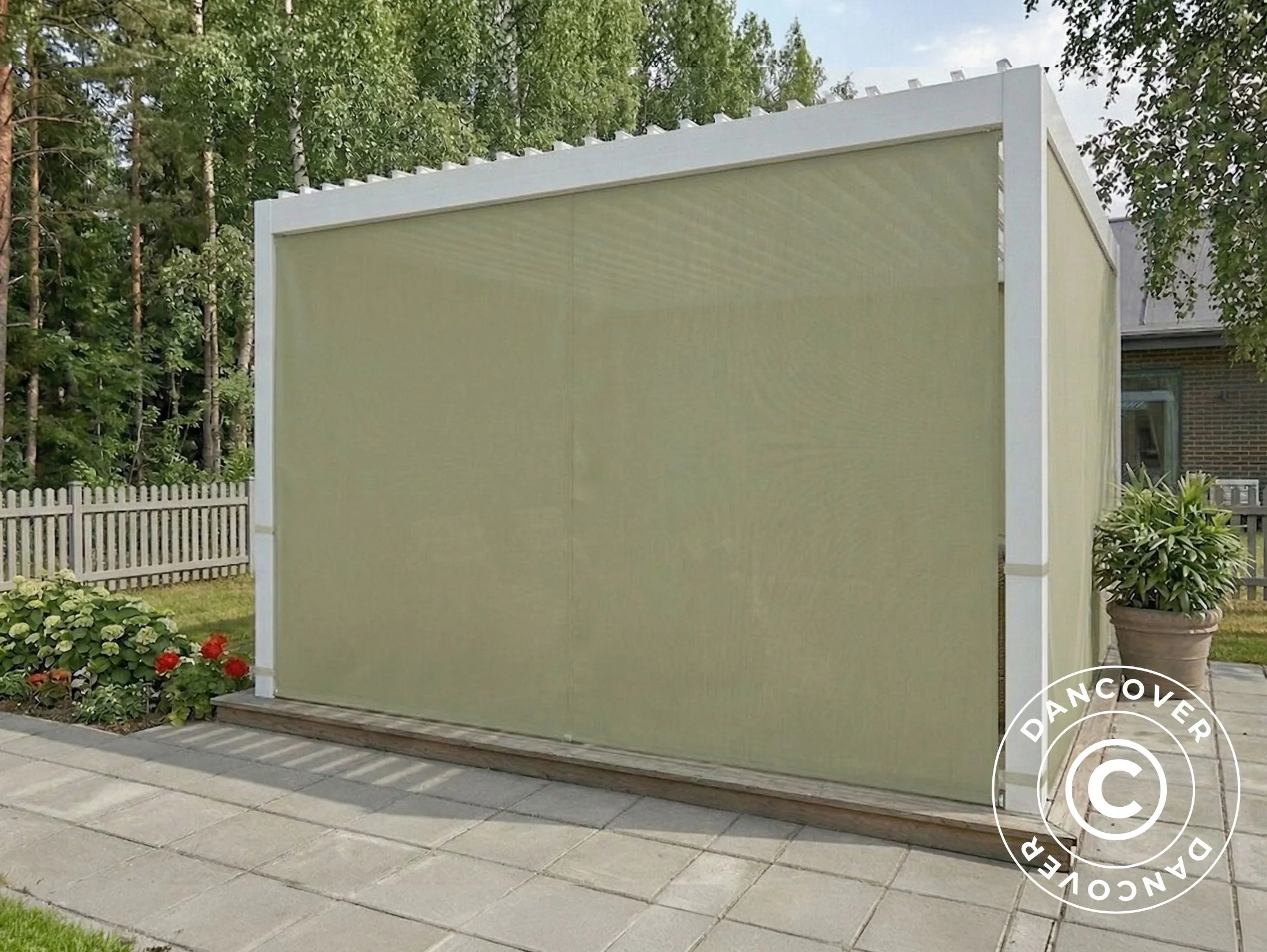 Sidevegger og myggnett til bioklimatisk pergola paviljong San Pablo, 3x3m, Beige - Image 6