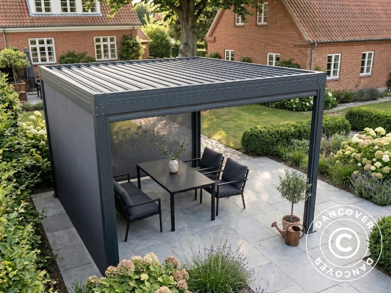 Sideveggskjerm for bioklimatisk pergola paviljong Monterey S2, 3m, Mørk grå - Image 6