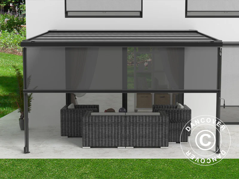 Sideveggskjerm til terrassetak Santa Ynez, 4m, Mørkegrå - Image 6