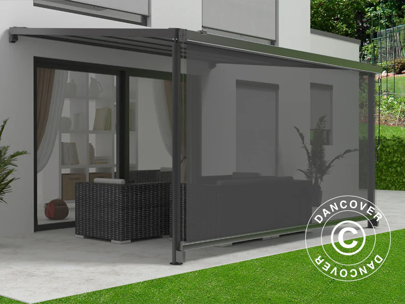 Sideveggskjerm til terrassetak Santa Ynez, 4m, Mørkegrå - Image 7