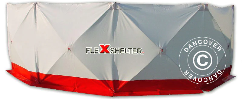 Sikringsskjerm FleXshelter PRO, 7,2x1,8m, hvit/rød - Image 2