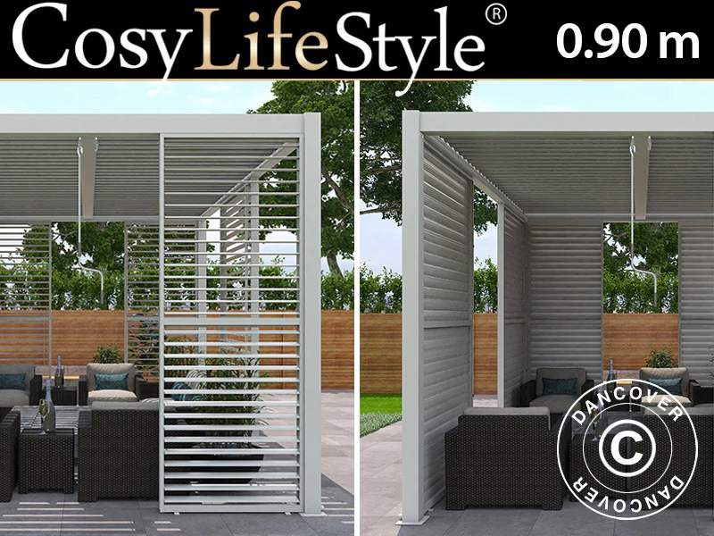 Sjalusivegg til bioklimatisk pergola paviljong San Pablo, 0,90x2,175m, Hvit