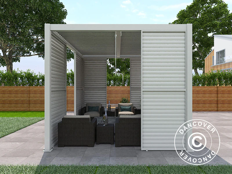 Sjalusivegg til bioklimatisk pergola paviljong San Pablo, 0,90x2,175m, Hvit - Image 3