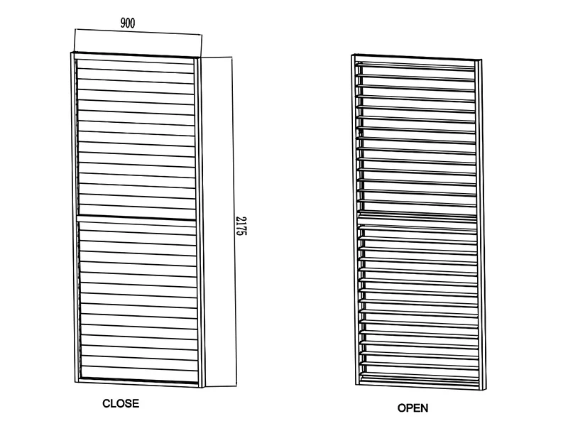 Sjalusivegg til bioklimatisk pergola paviljong San Pablo, 0,90x2,175m, Hvit - Image 4