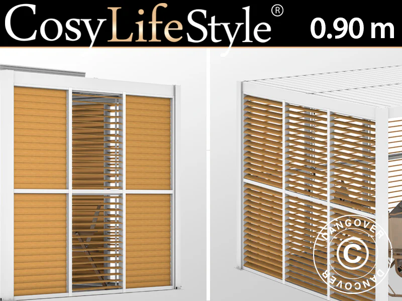 Sjalusivegg til bioklimatisk pergola paviljong San Pablo, 0,90x2,175m, Trefinish/Hvit