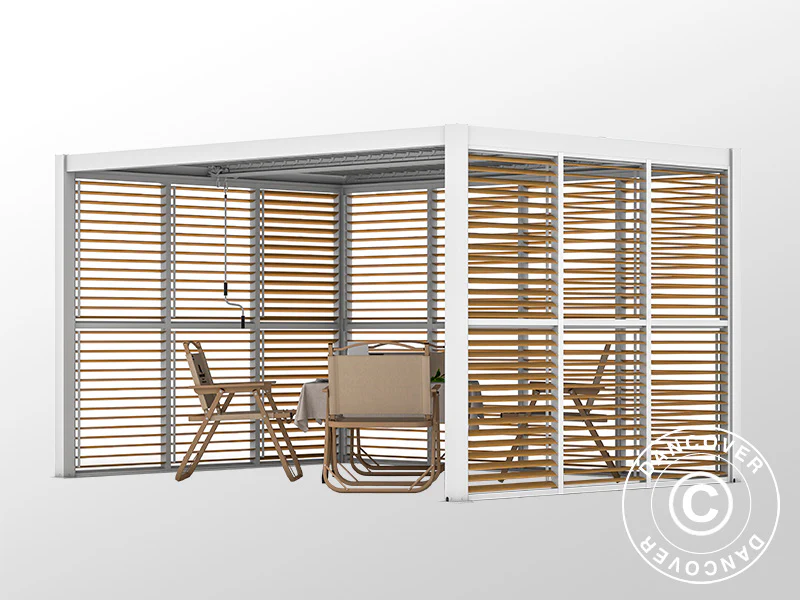 Sjalusivegg til bioklimatisk pergola paviljong San Pablo, 0,90x2,175m, Trefinish/Hvit - Image 2