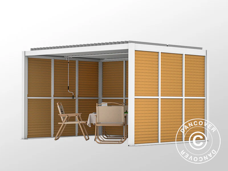 Sjalusivegg til bioklimatisk pergola paviljong San Pablo, 0,90x2,175m, Trefinish/Hvit - Image 3