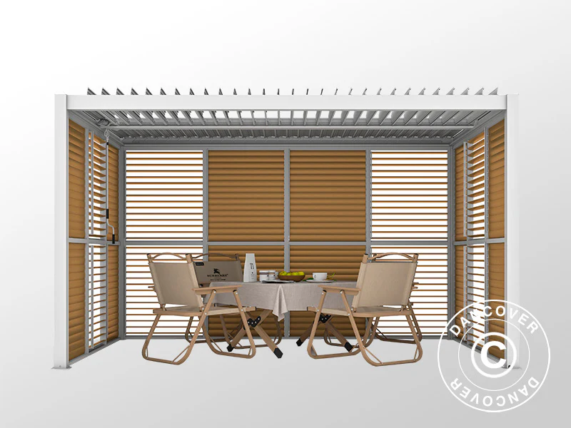 Sjalusivegg til bioklimatisk pergola paviljong San Pablo, 0,90x2,175m, Trefinish/Hvit - Image 4