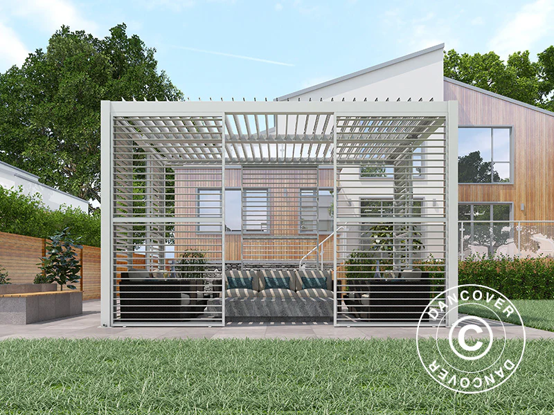 Sjalusivegg til bioklimatisk pergola paviljong San Pablo, 1,23x2,175m, Hvit - Image 2