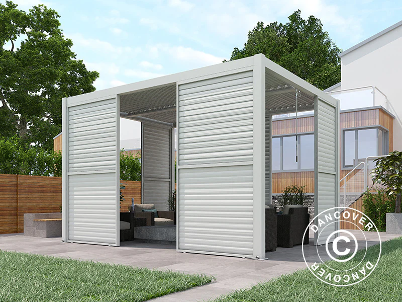 Sjalusivegg til bioklimatisk pergola paviljong San Pablo, 1,23x2,175m, Hvit - Image 3