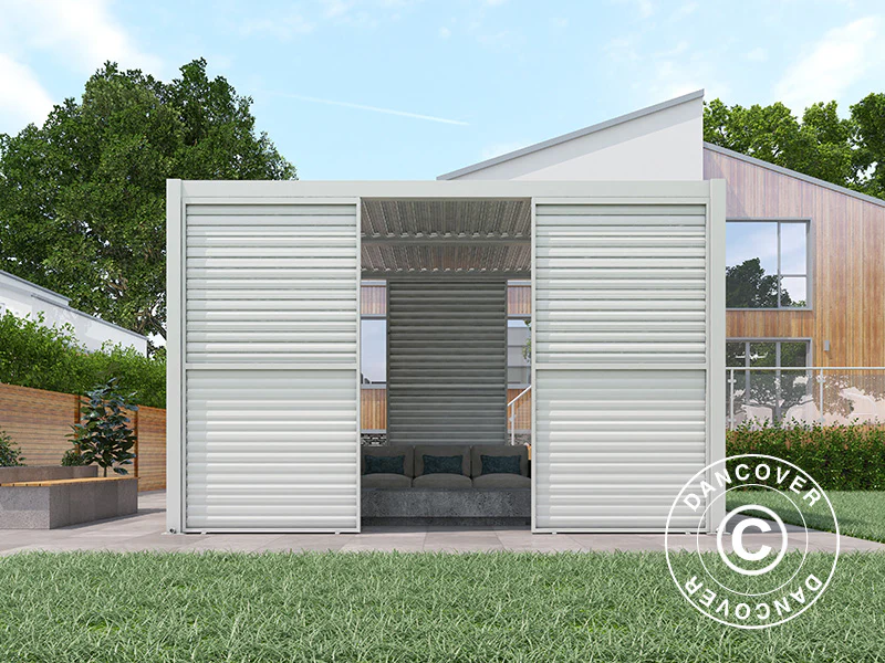Sjalusivegg til bioklimatisk pergola paviljong San Pablo, 1,23x2,175m, Hvit - Image 4