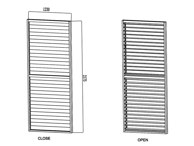 Sjalusivegg til bioklimatisk pergola paviljong San Pablo, 1,23x2,175m, Hvit - Image 5