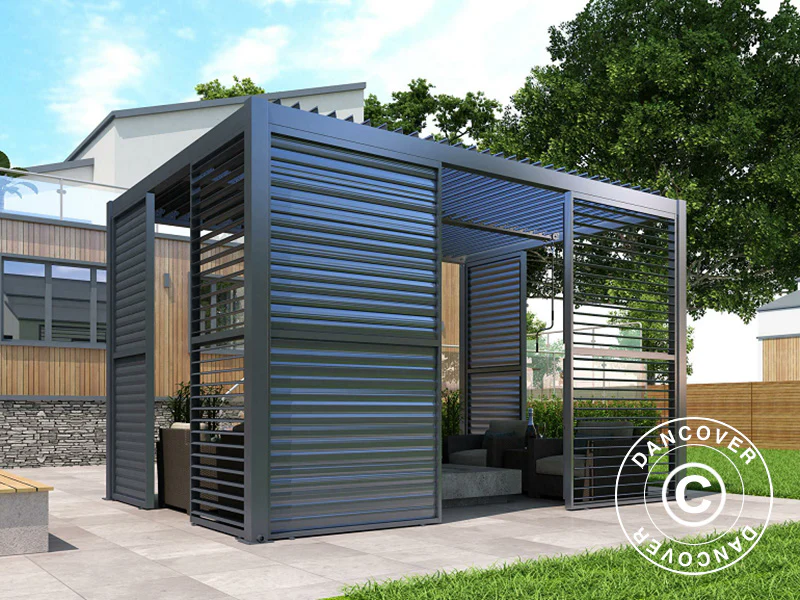 Sjalusivegg til bioklimatisk pergola paviljong San Pablo, 1,23x2,175m, Svart - Image 3